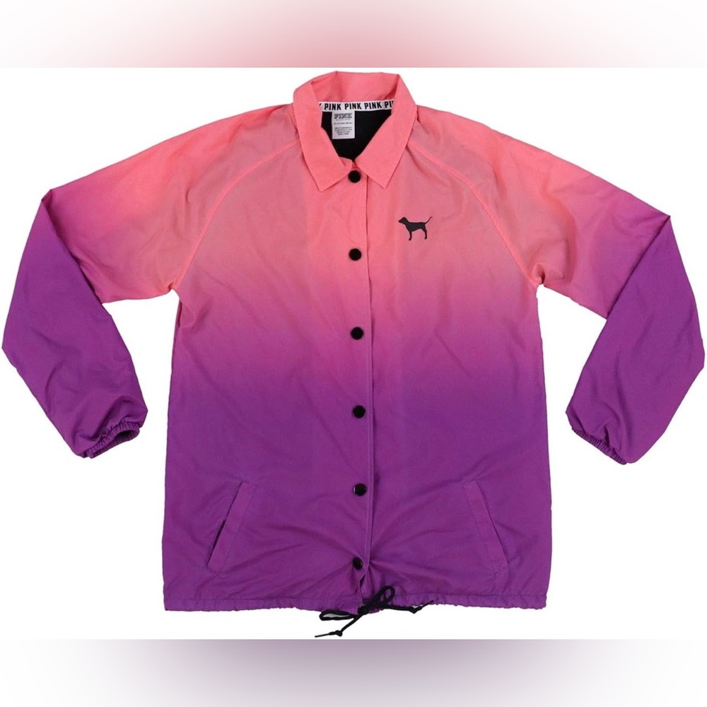 Victoria's Secret Pink Jacket Button Up Windbreaker pink purple ombre medium